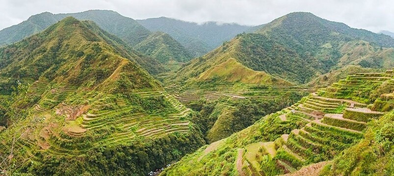 Paysages de montagnes et de rizières en terrasse à Banue dans la cordillera centrale de Luzon aux Philippines