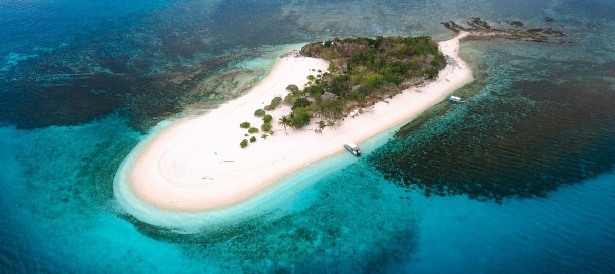Vue aérienne sur North Kay l'un des plus beaux atolls de Busuanga et de Coron